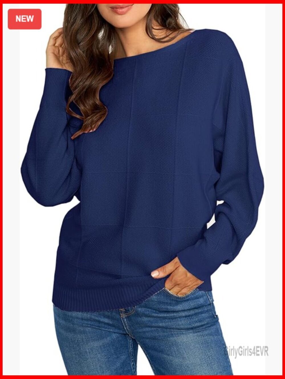 Soft Ribbed Pullover Sweater with Batwing Dolman Sleeves for Women